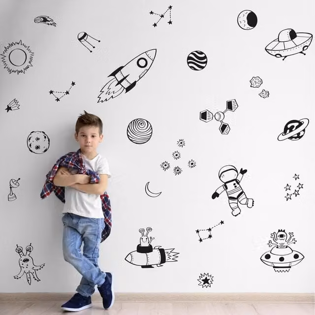 Stickerscape Space Doodles Adhesive Wall Sticker Pack for Children in Black