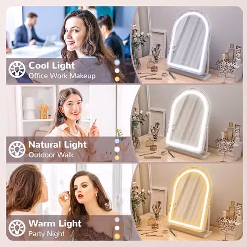 HOMCOM LED Vanity Dressing Table Mirror in White, Dimmable and Adjustable, W: 43 cm, H: 59 cm – 3
