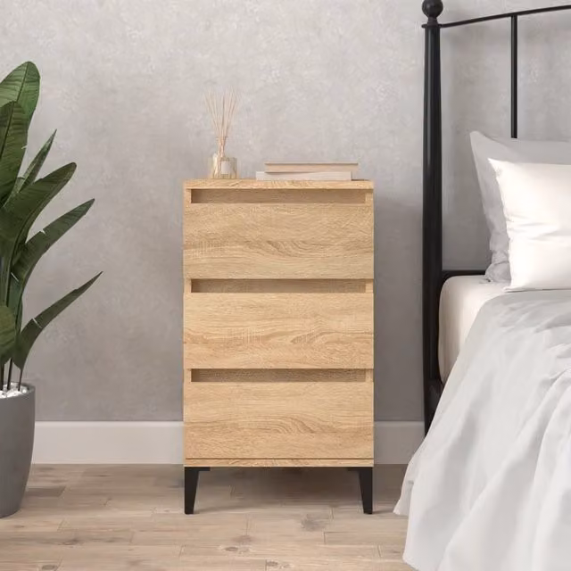 Berkfield Home Bedside Cabinet in Sonoma Oak Brown, W/D/H: 40 x 35 x 70 cm