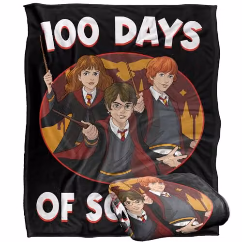 Warner Bros. Harry Potter 100 Days of School Super Soft Fleece Throw Blanket, Multicolour, W: 127.0 cm x L: 152.4 cm – 1