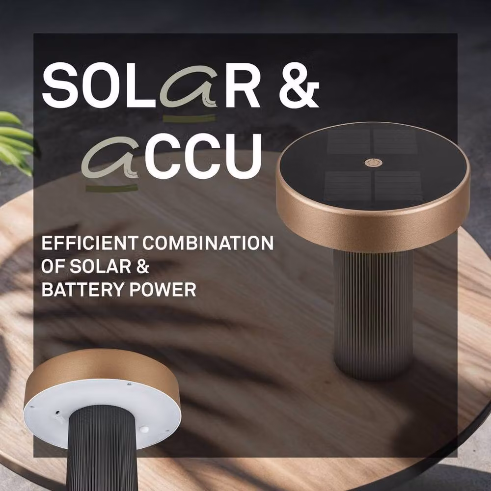 Briloner Poga Rechargeable LED Table Lamp with Solar Panel, Dimmable Touch Control, IP44 Weatherproof, Anthracite Bronze Metallic, H x W x D: 20 x 16 x 16 cm – 9