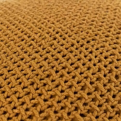Riva Home Square Knitted Cotton Cushion in Brown and Yellow, W/D/H: 45 x 45 x 45 cm – 3