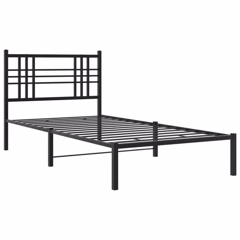 Berkfield Home Metal Bed Frame with Headboard in Black, W/D/H: 90 x 190 cm – 3