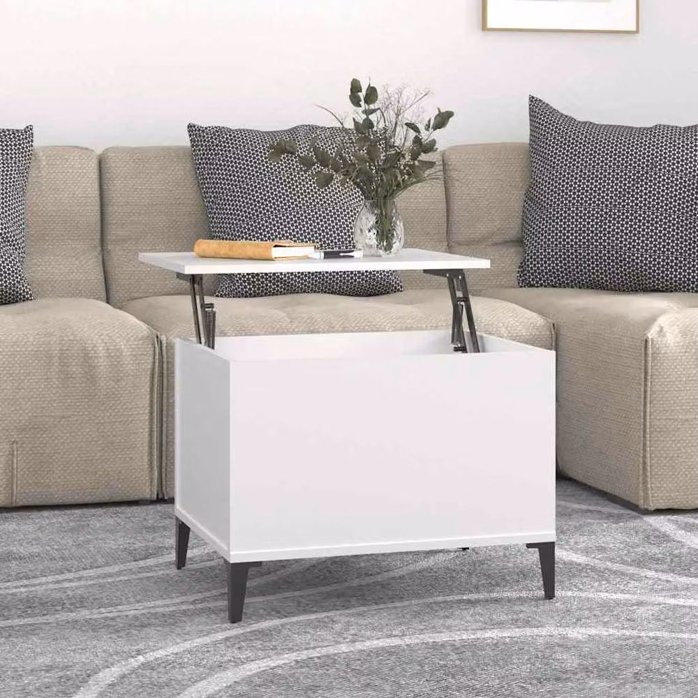 Berkfield Home Modern White Rectangular Coffee Table with Lift Mechanism, W/D/H: 60 x 44.5 x 45 cm – 2