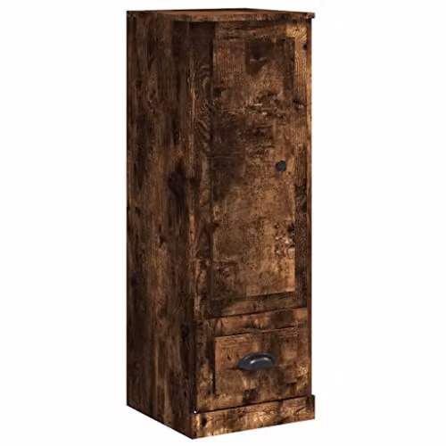 vidaXL Highboard in Smoked Oak, Brown Rustic Engineered Wood, W/D/H: 36 x 35.5 x 103.5 cm – 1