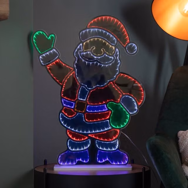 Samuel Alexander 59cm Light Up Waving Santa Infinity Christmas Decoration with Multi-Coloured LEDs – 1