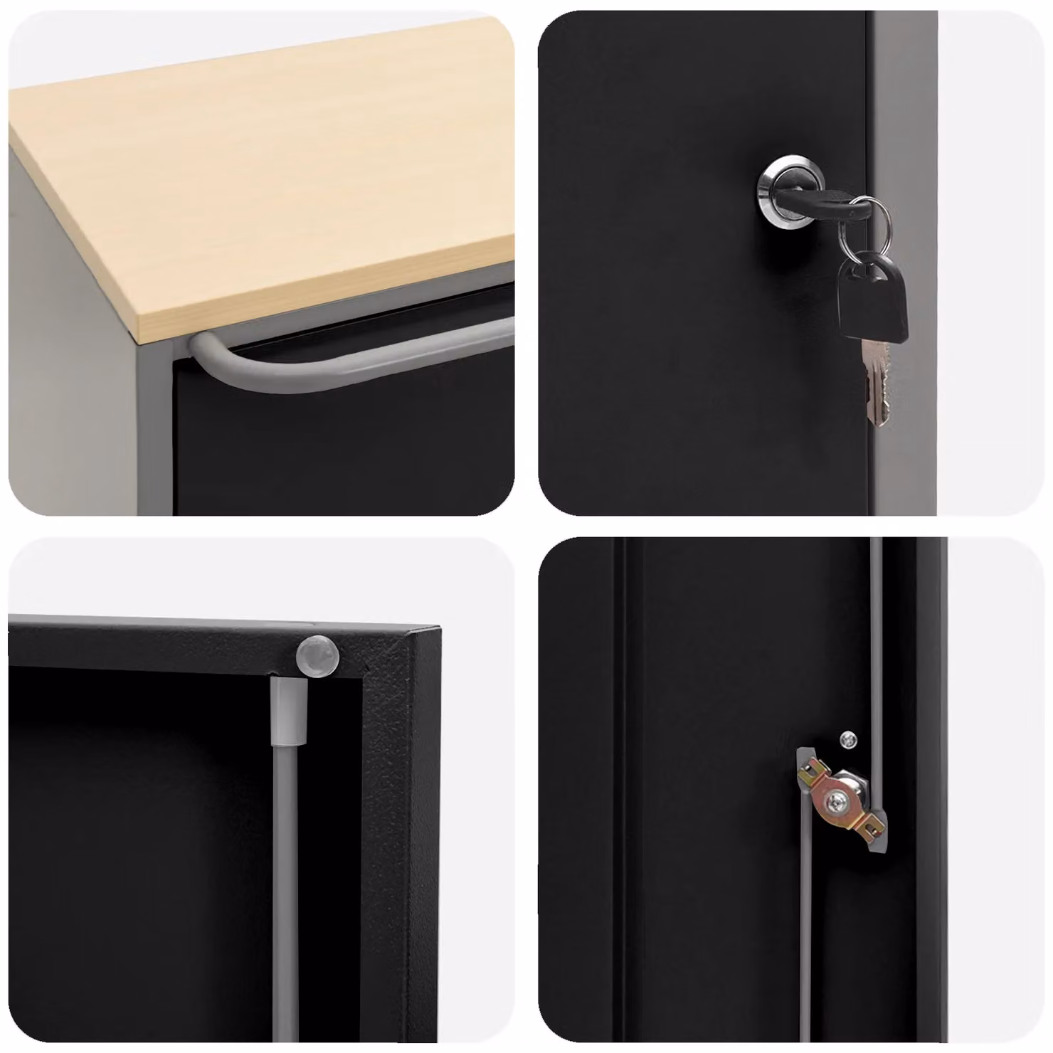 Berkfield Lockable Steel Tool Cabinet with Wheels, Black, W: 75 cm, D: 45 cm, H: 85 cm – 5