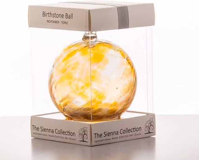 Sienna Glass Yellow Topaz Birthstone Round Glass Hanging Bauble