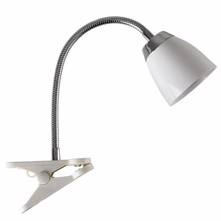 ValueLights Huey Adjustable LED Clip Task Lamp in White and Chrome