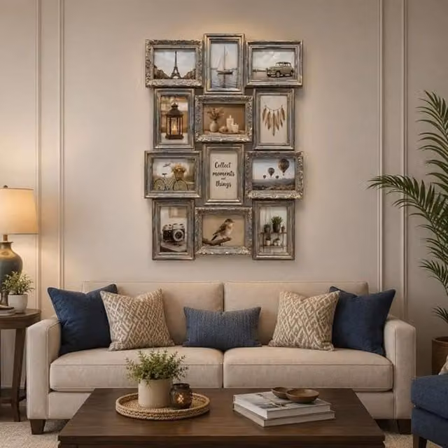 Biznest Ornate Multi-Aperture Photo Frame, Grey, W: 58 cm x H: 45 cm