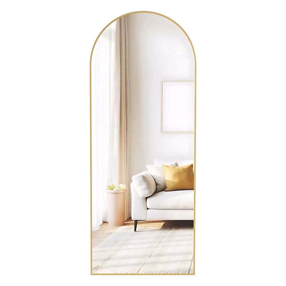 The Bazaarist Curved Full Length Freestanding Standing Mirror in Gold – 2