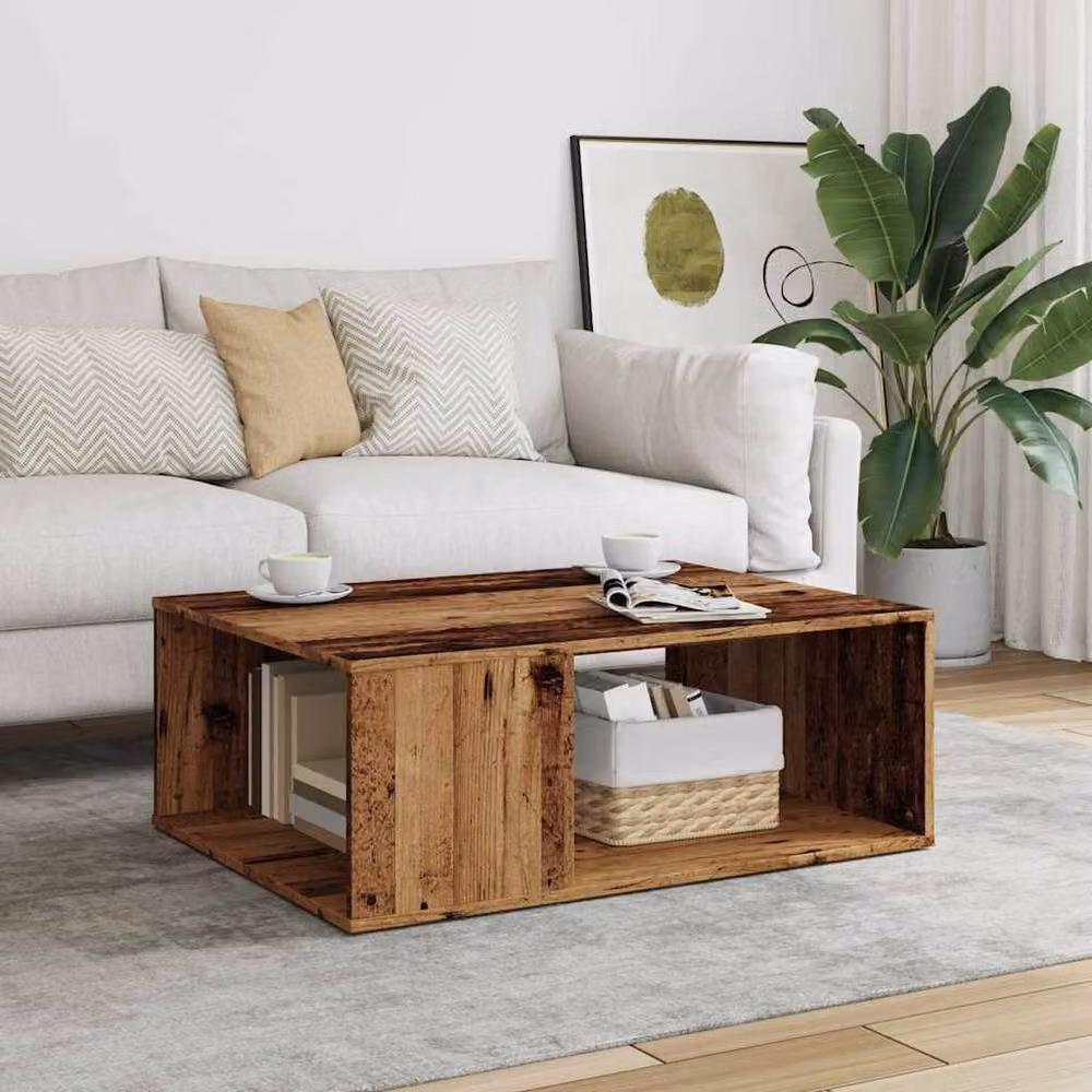 Berkfield Home Old Wood Coffee Table in Brown, W/D/H: 90 x 67 x 33 cm – 3