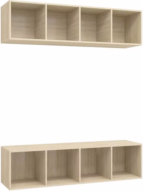 Berkfield Home Set of 2 Wall-mounted TV Cabinets in Sonoma Oak Light Brown – 1