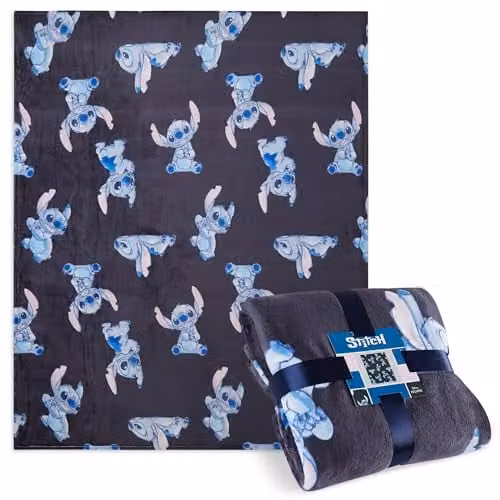 Disney Stitch Blue Multicolour Fleece Throw Blanket, W: 150 cm, D: 130 cm – 1