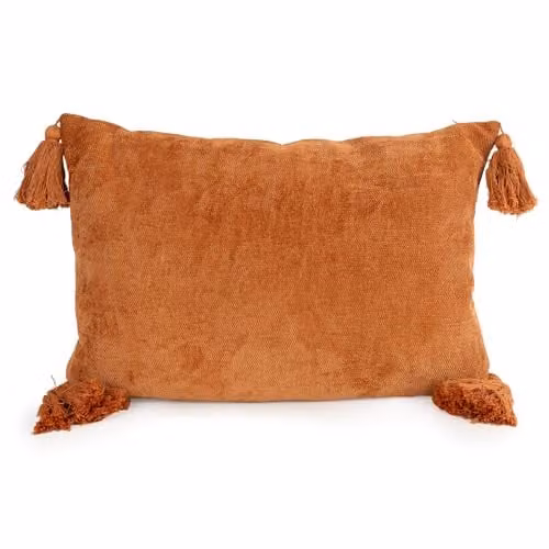 Madison & Mayfair Rectangular Terracotta Tassel Cushion, W: 60 cm, H: 40 cm, D: 40 cm