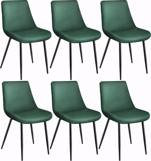 Tectake Monroe Velvet Accent Chair Set of 6, Dark Green