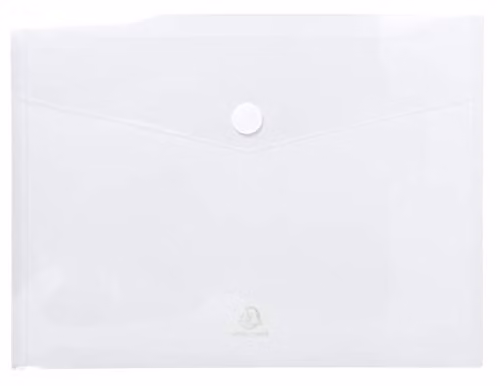 Exacompta Pack of 5 Transparent A4 Polypropylene Pocket Envelopes with Hook and Loop Closure