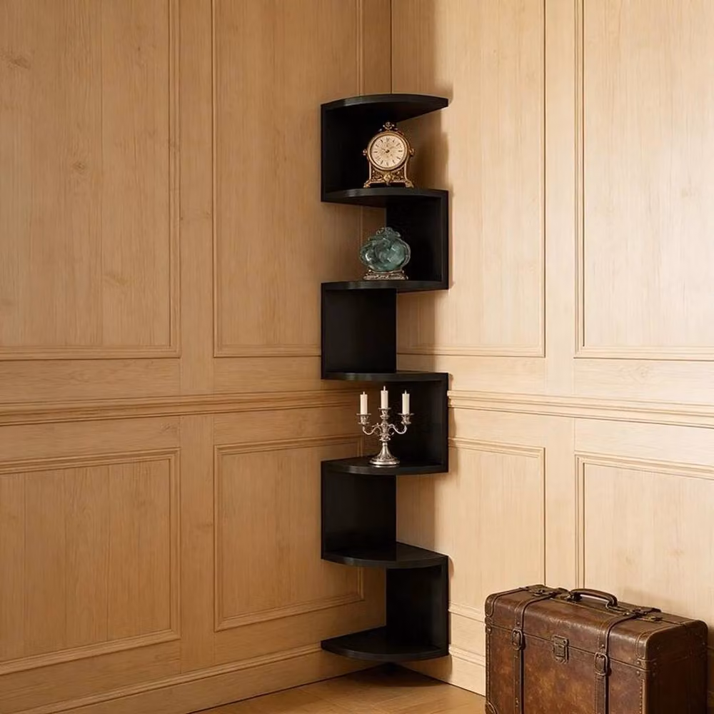 FORGEVIO 7 Tier Floating Corner Shelves in Black Matt Plastic – 6