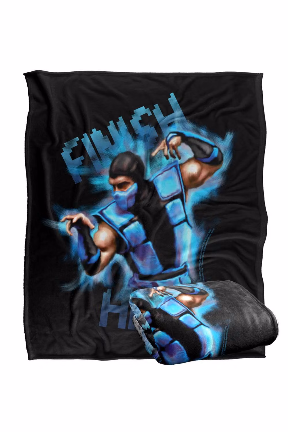 Warner Bros. Mortal Kombat Klassic Finish Him Super Soft Silky Touch Throw Blanket, Extra Large, Black and Multicolour – 2
