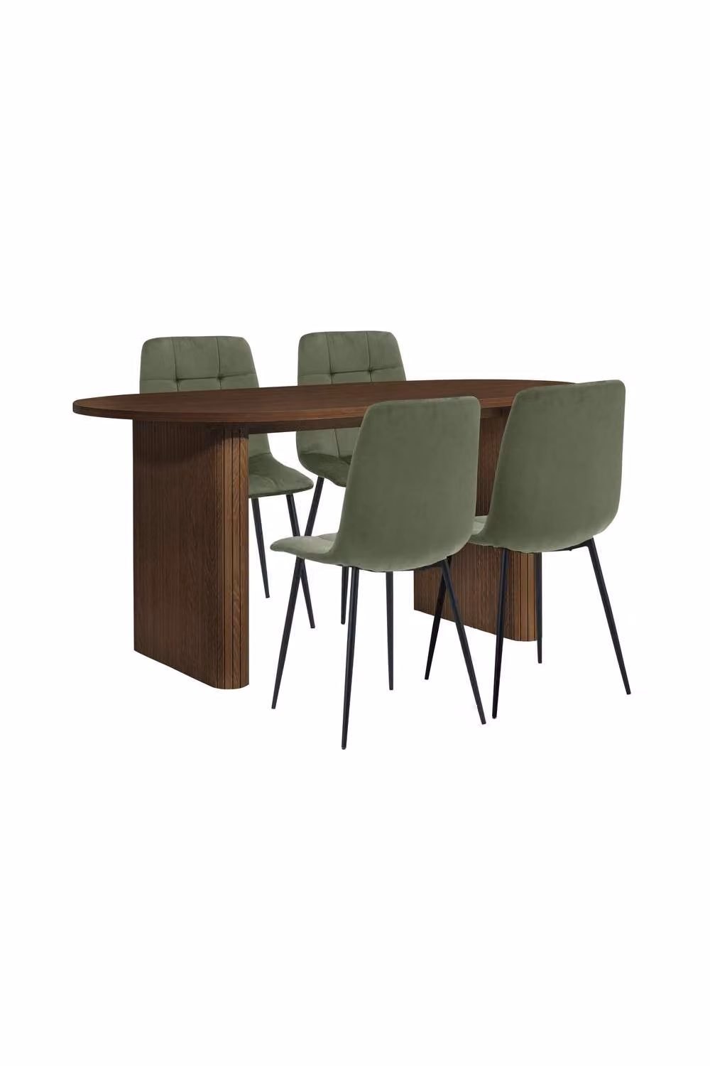 Birlea Axel Oval Fluted Dining Table and 4 Chairs Set in Brown – 2