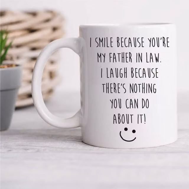 60 Second Makeover Funny Father in Law Mug, White Ceramic