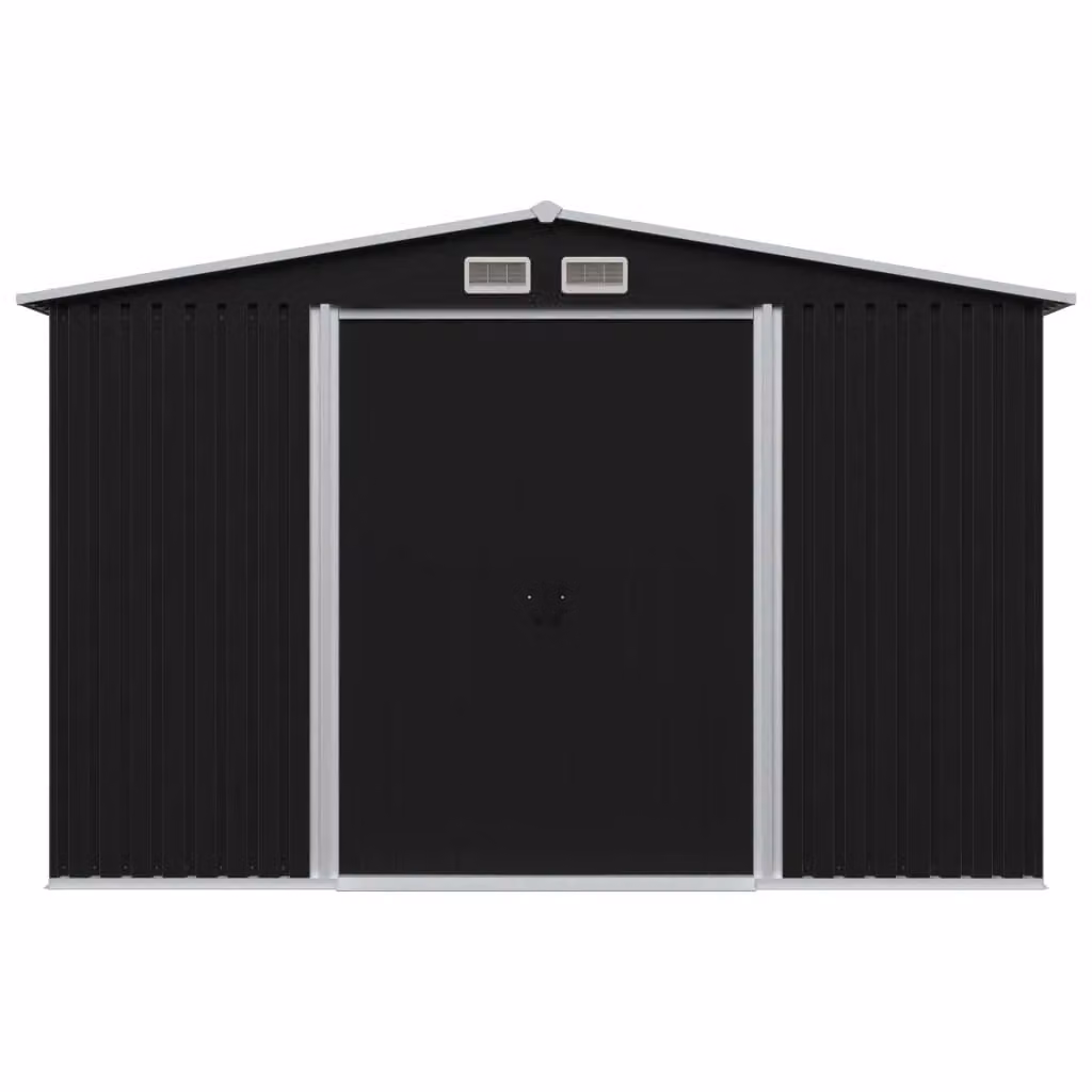 Berkfield Home Anthracite and Black Steel Garden Storage Shed with Sliding Doors, W: 257 cm, D: 205 cm, H: 178 cm – 2