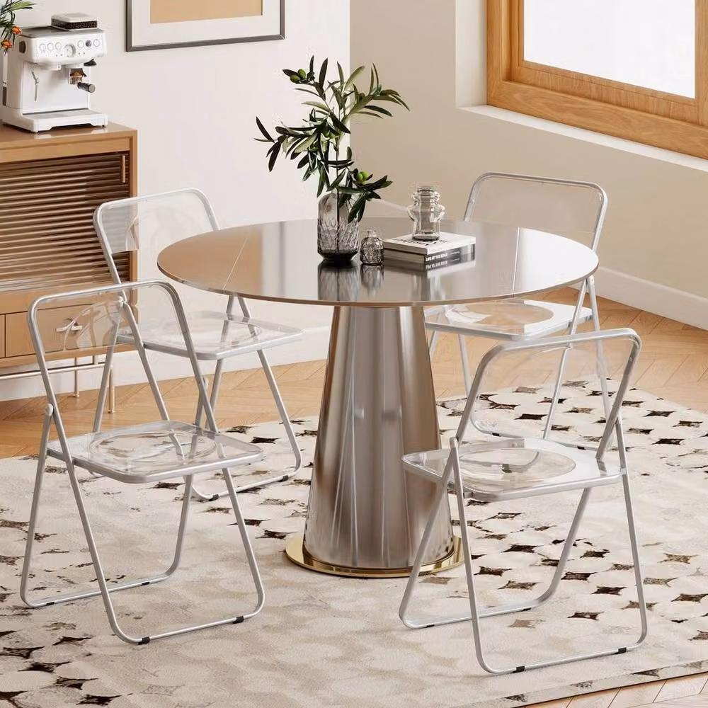 PAWNORA Foldable Chairs with Heavy Duty Steel Frame, Clear – 2
