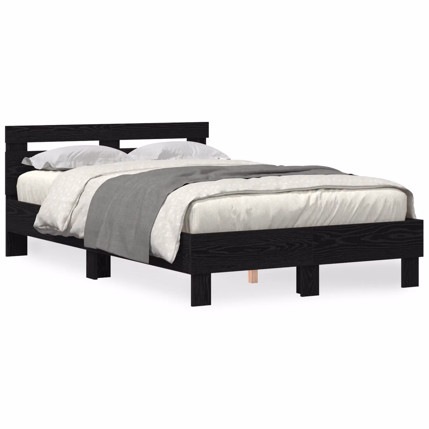 Berkfield Home Modern Oak Bed Frame in Black and Multicolour, W/D/H: 140 x 135 x 193 cm – 2