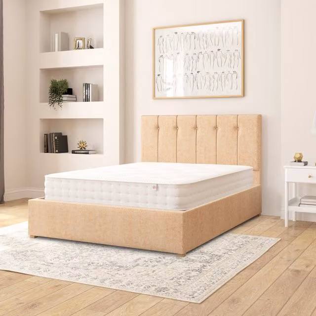 Aspire Hepburn Double Ottoman Storage Bed in Champagne Firenze Velour Fabric