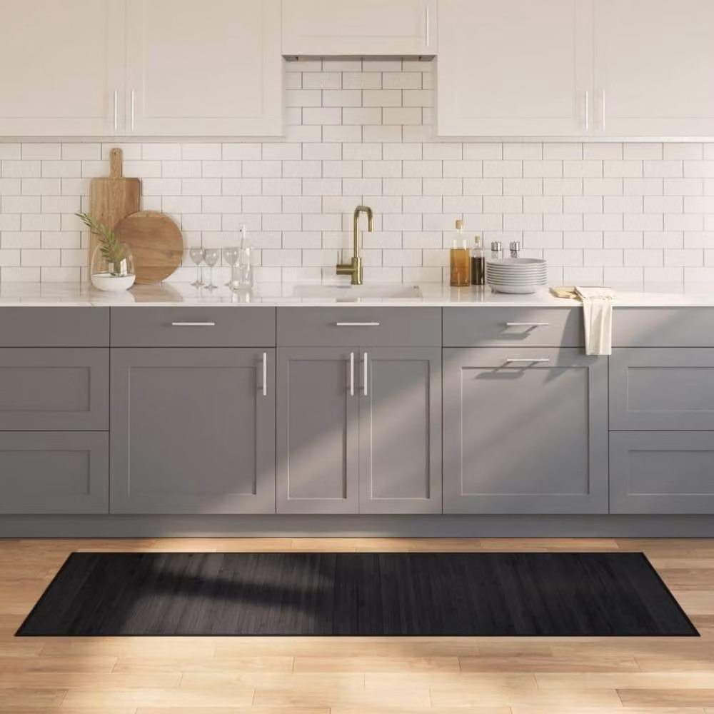 Berkfield Home Rectangular Bamboo Rug in Black, W/D/H: 70 x 200 cm – 2
