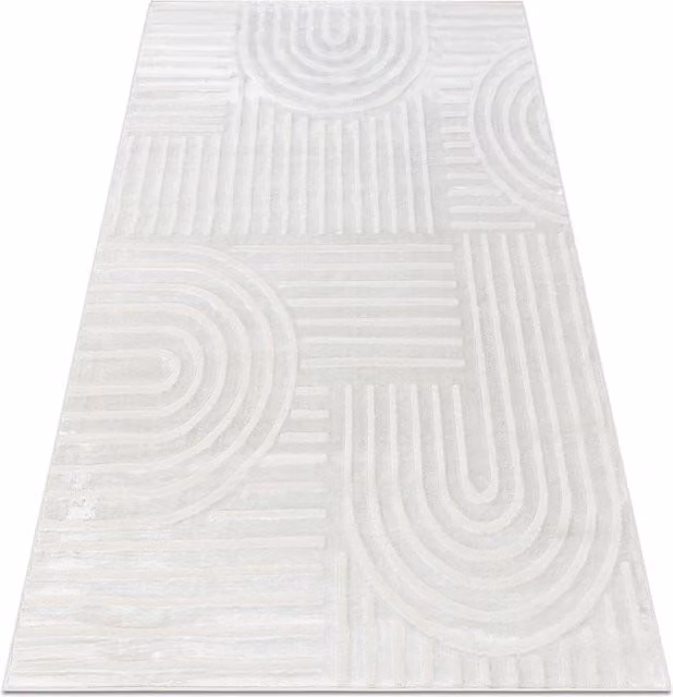 RugsX Balance Rectangular Rug in Yellow and White with High-Low Effect, W: 80 cm, L: 150 cm