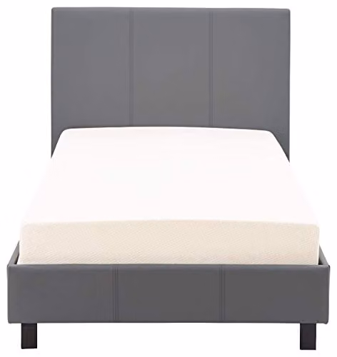 GFW Modern Upholstered Bed Frame in Grey Faux Leather, W/D/H: 90 x 190 x 104 cm – 6