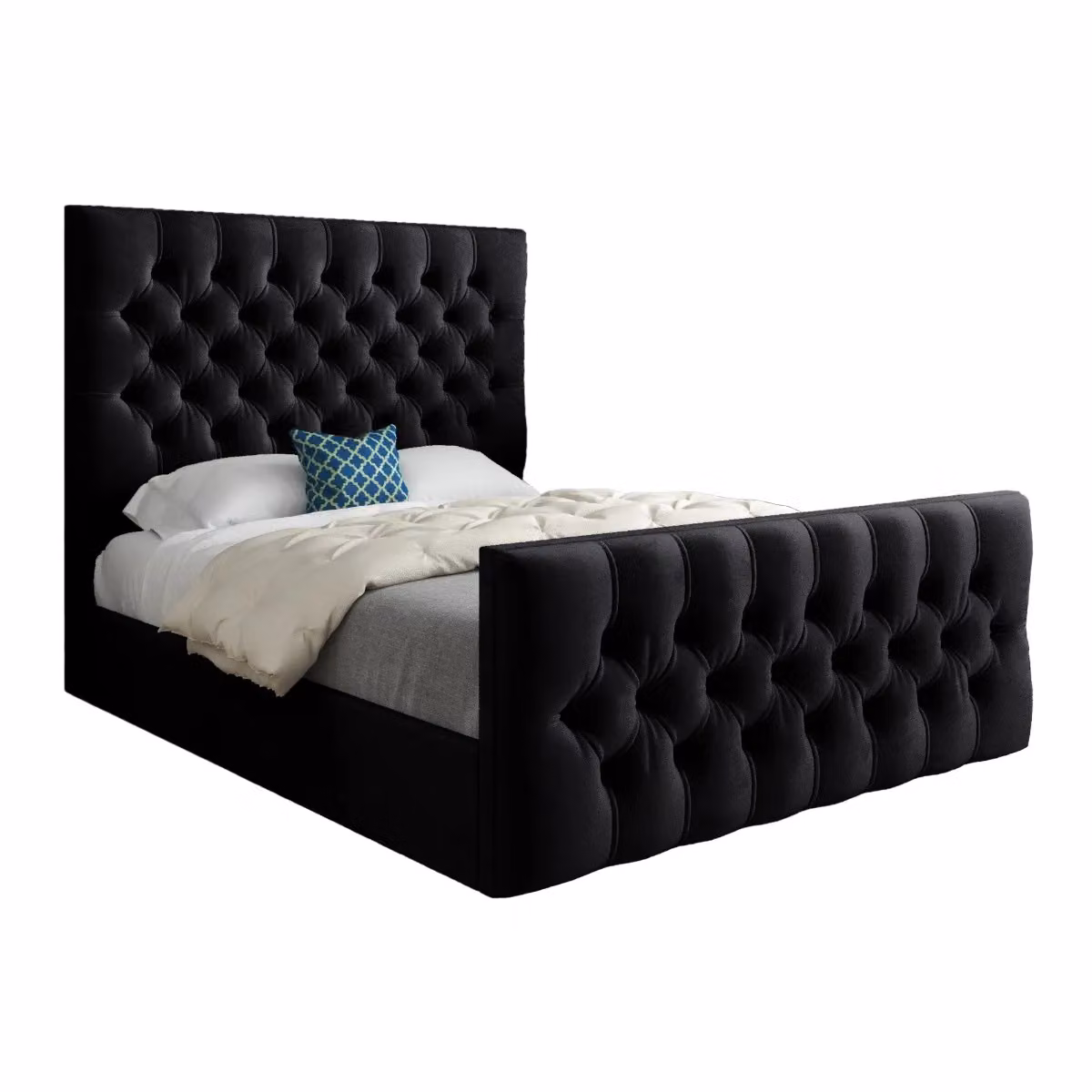 KDMD Novara Super King Upholstered Chesterfield Bed Frame in Black Velvet, W/D/H: 200 x 189 x 137 cm – 5