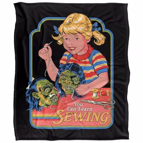 Steven Rhodes You Can Learn Sewing Multicolour Super Soft Fleece Throw Blanket W/D/H: 152 x 127 x 1 cm – 5