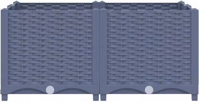 Berkfield Home Grey Polypropylene Raised Bed W: 80 cm, D: 80 cm, H: 38 cm
