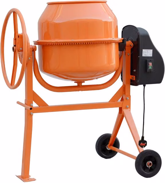 Livingandhome Portable Electric Concrete Mixer in Orange, 140L