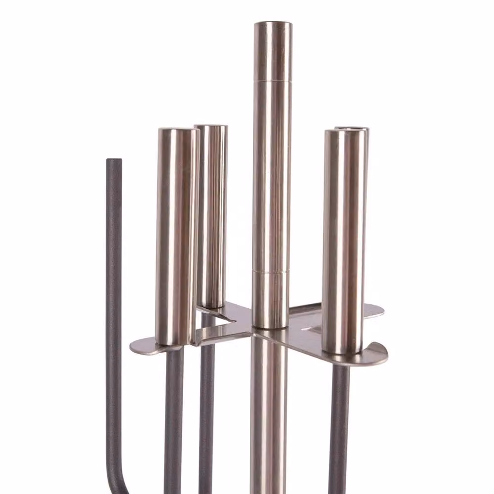 VOGREX 5 Pack Stainless Steel Fireside Companion Set in Silver – 4