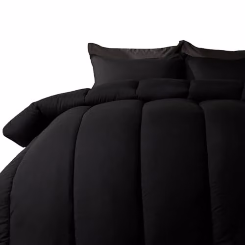 OHS Double Coverless Duvet and Pillowcase Set, 10.5 Tog, Black, W/D/H: 200 x 200 x 3 cm – 1