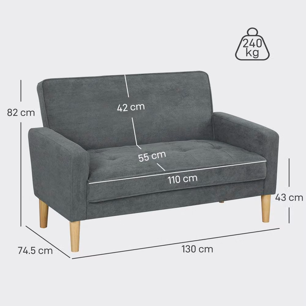 STILVORA 2 Seater Modern Velvet Upholstered Sofa in Grey – 3