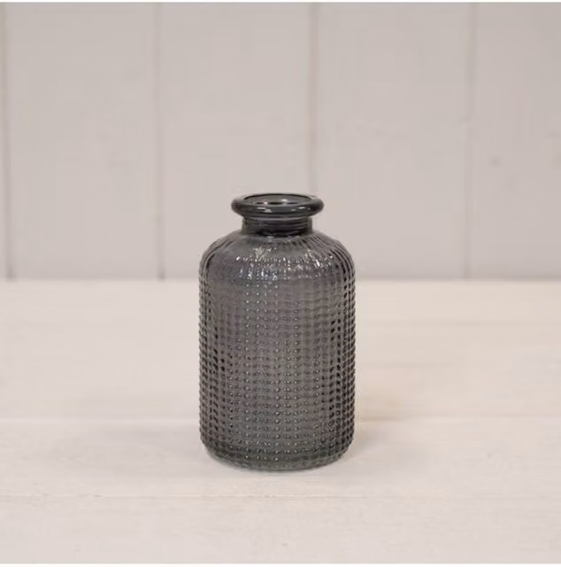 KDMD Rustic Grey Ribbed Glass Bottle