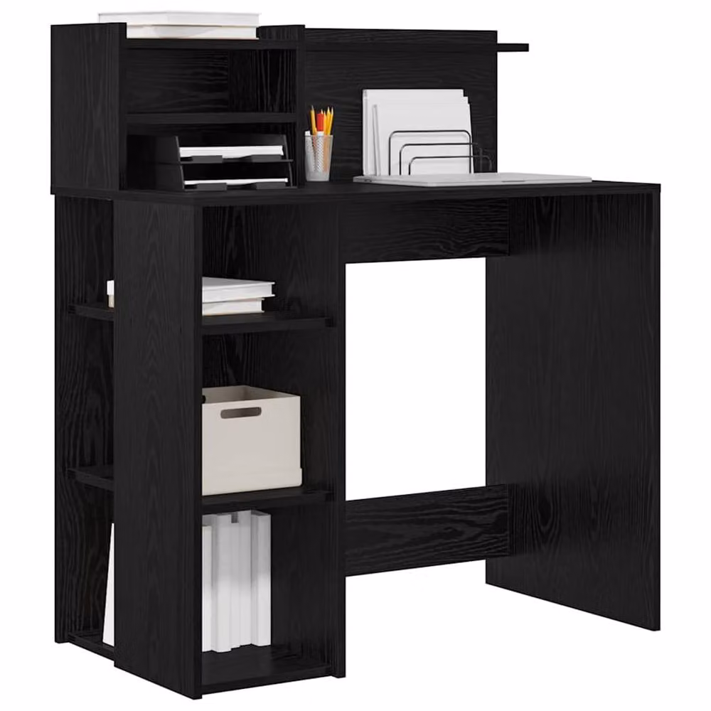 Berkfield Home Modern Writing Desk with Storage in Black Oak, W/D/H: 90 x 48 x 101.5 cm – 3