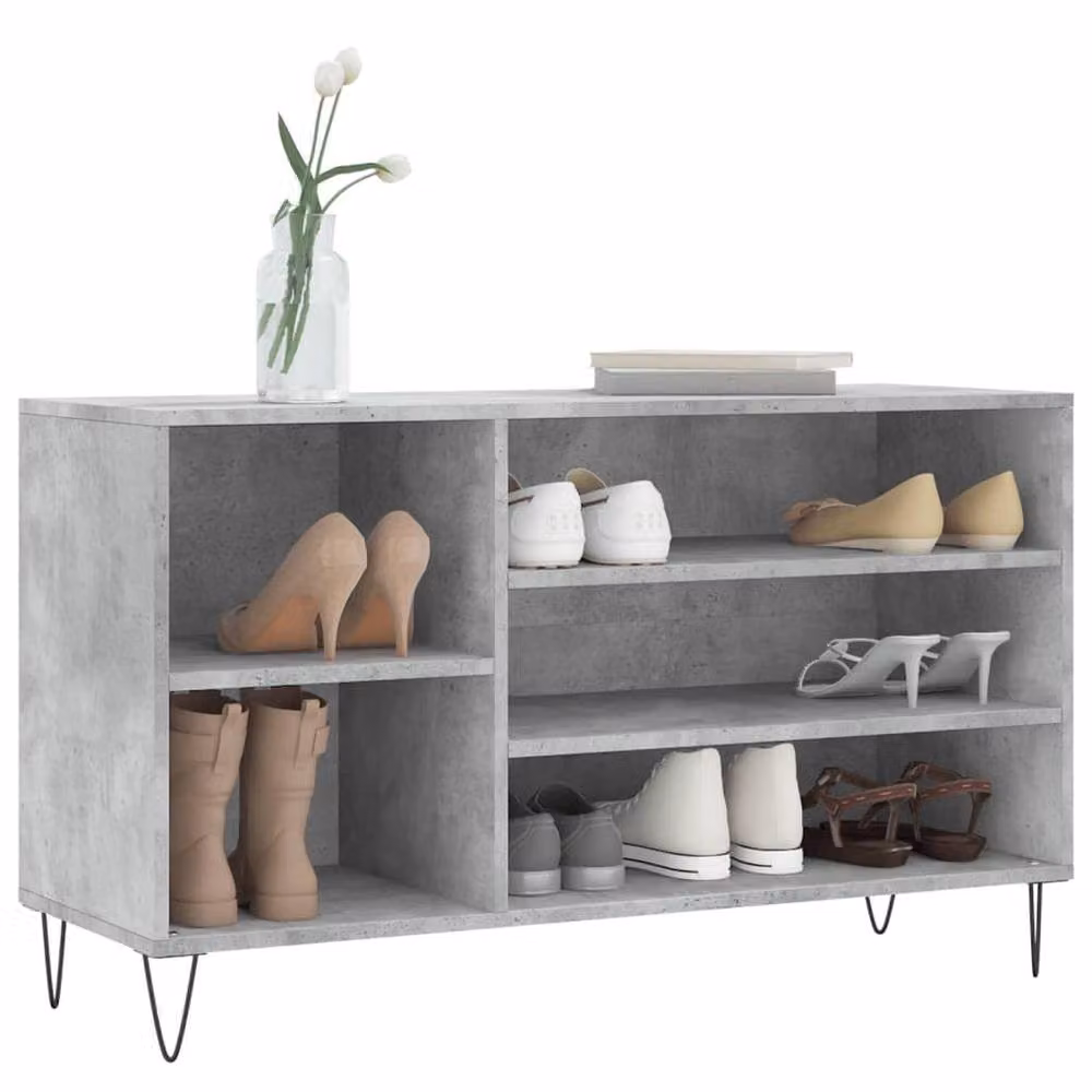 Berkfield Home Modern Grey Shoe Cabinet with Internal Shelves, W/D/H: 102 x 36 x 60 cm – 3