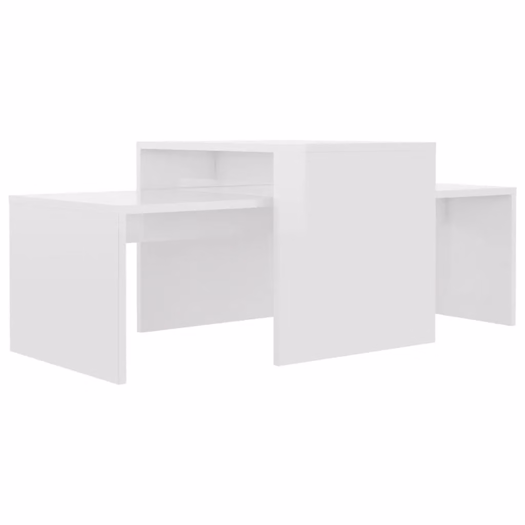 Berkfield Home High Gloss White Nested Coffee Table Set, W/D/H: 100 x 48 x 40 cm – 2
