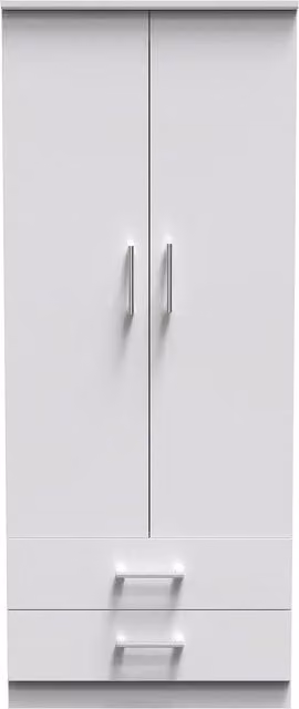 2 U Cornwall Ready Assembled 2 Door 2 Drawer Wardrobe in White