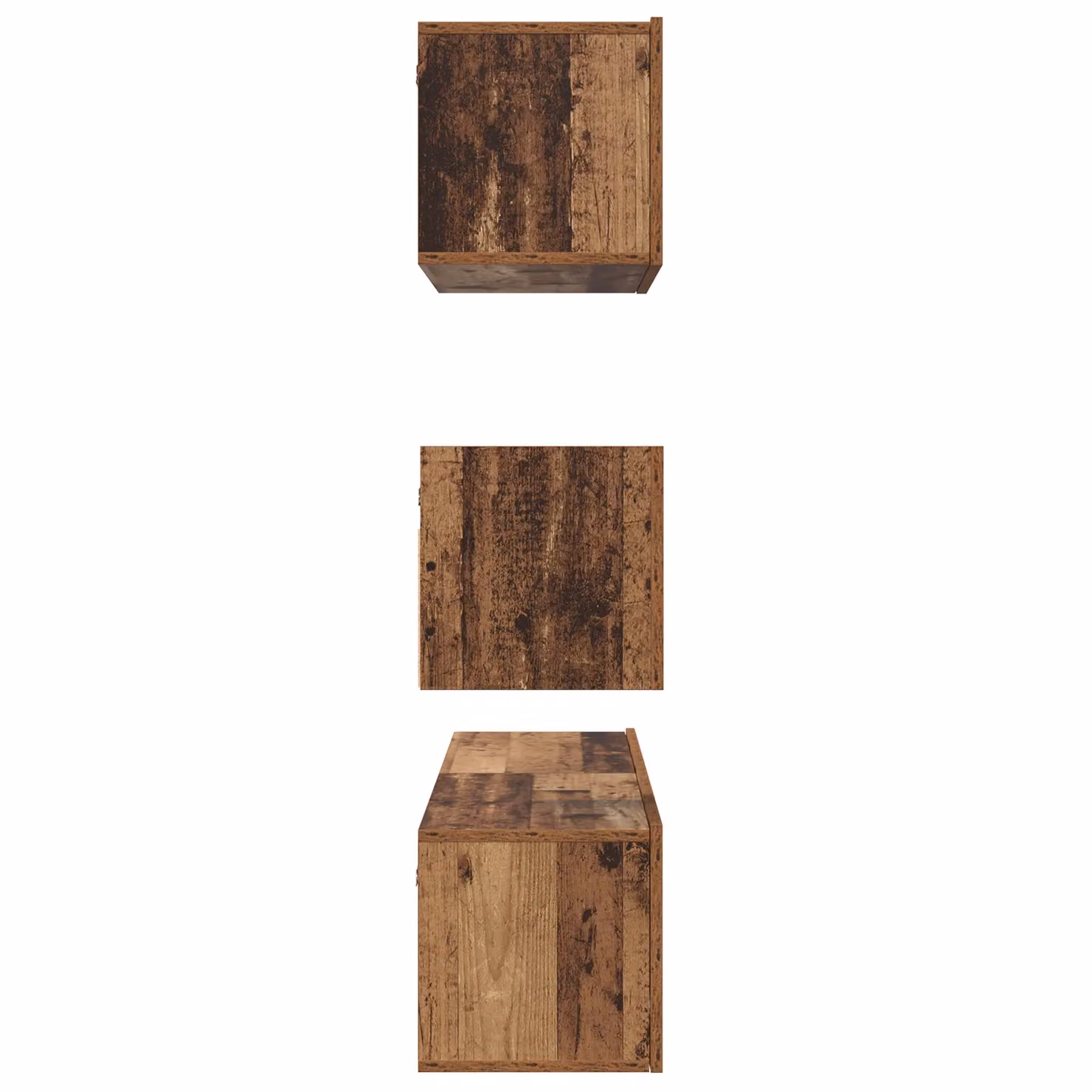 Berkfield Home 4-Piece Modern Wall Mounted TV Unit Set in Brown Old Wood, W/D/H: 60 x 30 x 30 cm – 5