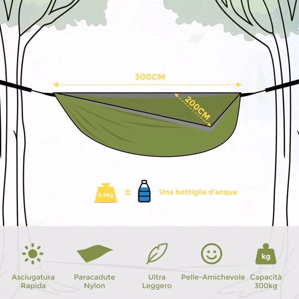 FLAVORA Double Person Green Garden Hammock made from UV-resistant Polyester – 2