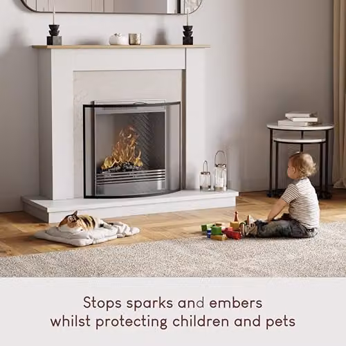 Fire Vida Buckton Spark Guard Fire Screen in Black, H 66.0 cm x W 60.0 cm x D 8.0 cm – 4