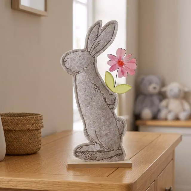 Garden Greatness Grey and Multicolour Felt Rabbit with Floral Decoration