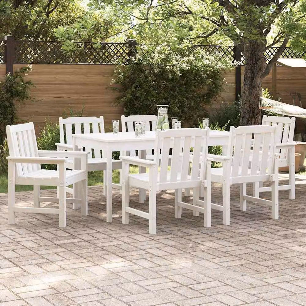 Berkfield Home Set of 6 Modern White Garden Dining Chairs, H 88 x W 55.5 x D 55.5 cm – 2