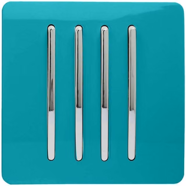 Trendi Two Way Flush Rocker Single Plate Light Switch in Teal